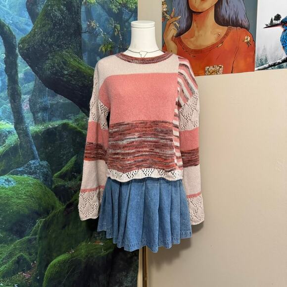 y2k denim pleated mini skirt preppy streetwear retro style - Picture 2 of 6